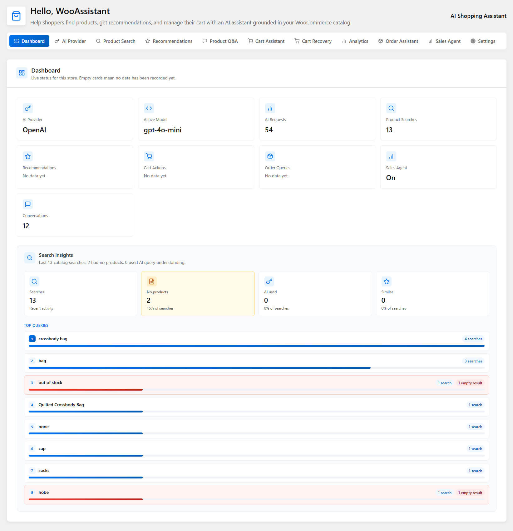 Live dashboard