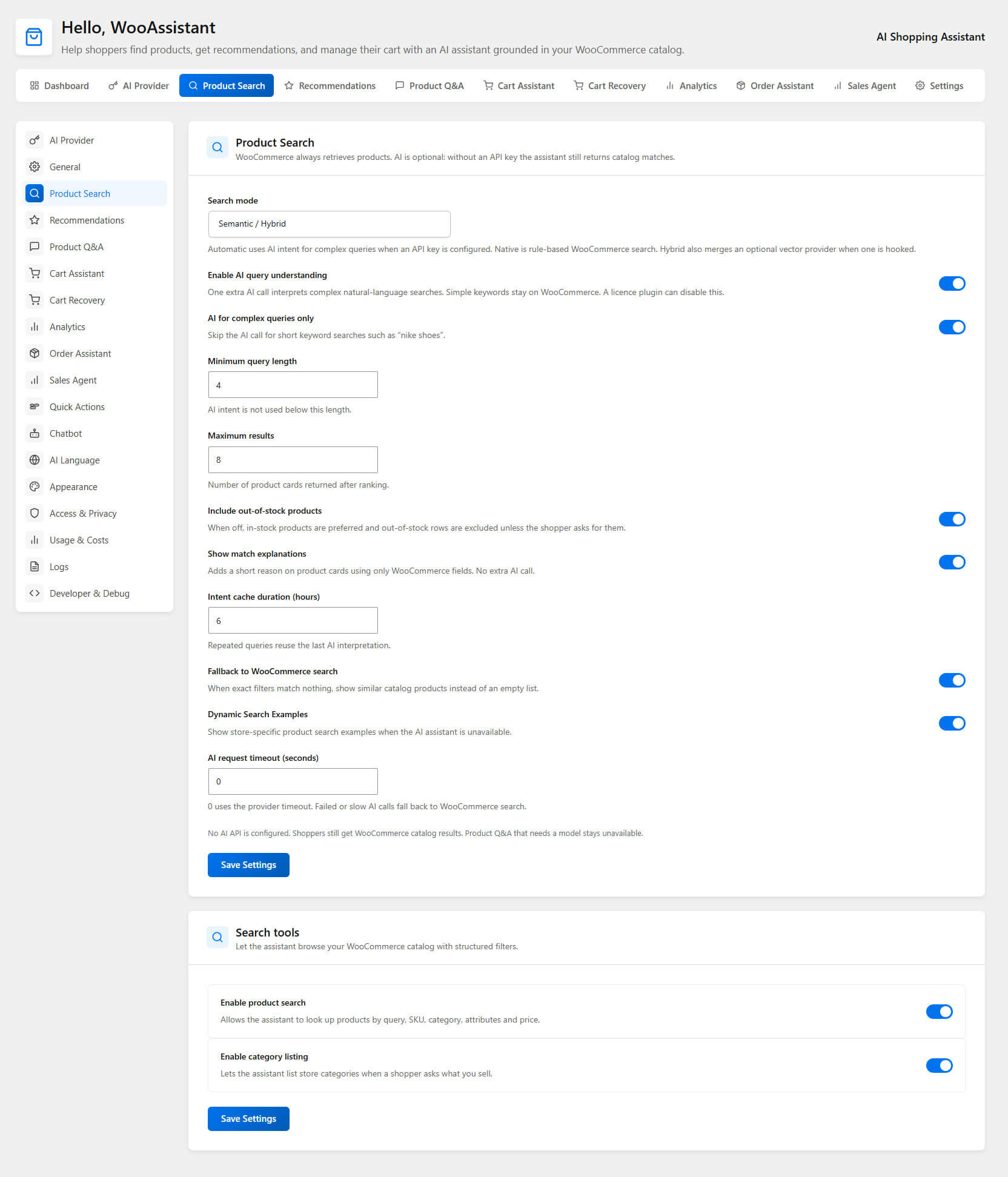 Semantic / hybrid search