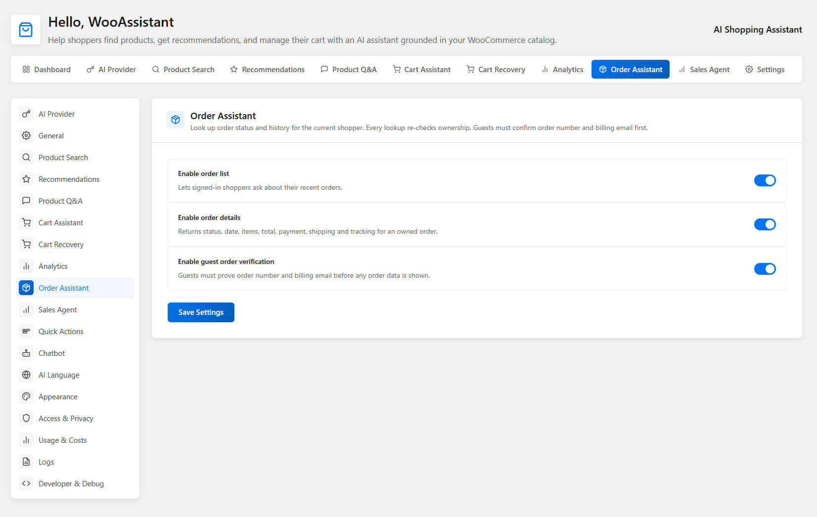 Order assistant