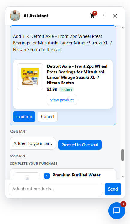 Confirm before cart changes